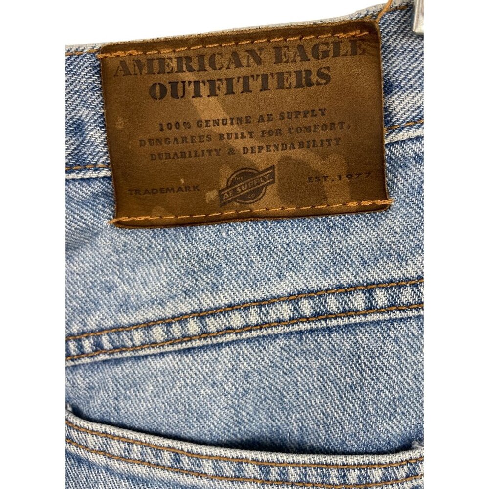 Vintage American Eagle Dungarees Light Blue Denim Jeans Mens Size 30 x 32 - Picture 4 of 6